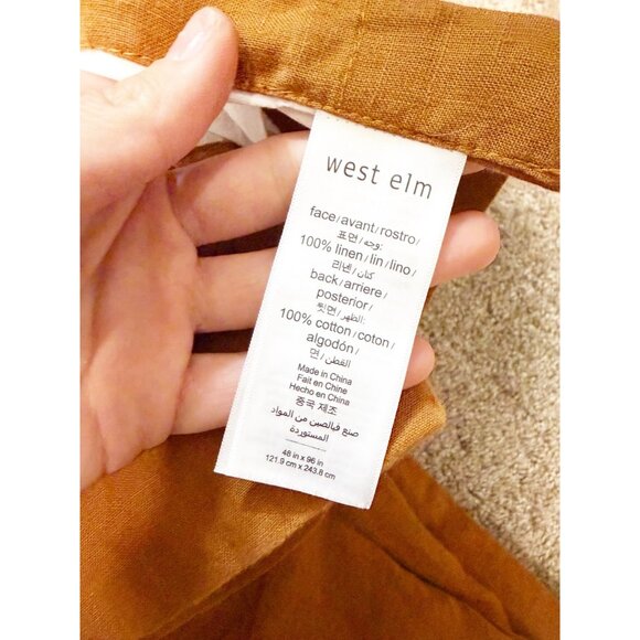 West Elm Linen Cotton Curtain Panel Golden Oak Window Drapery Rustic 48x96 - Picture 3 of 3